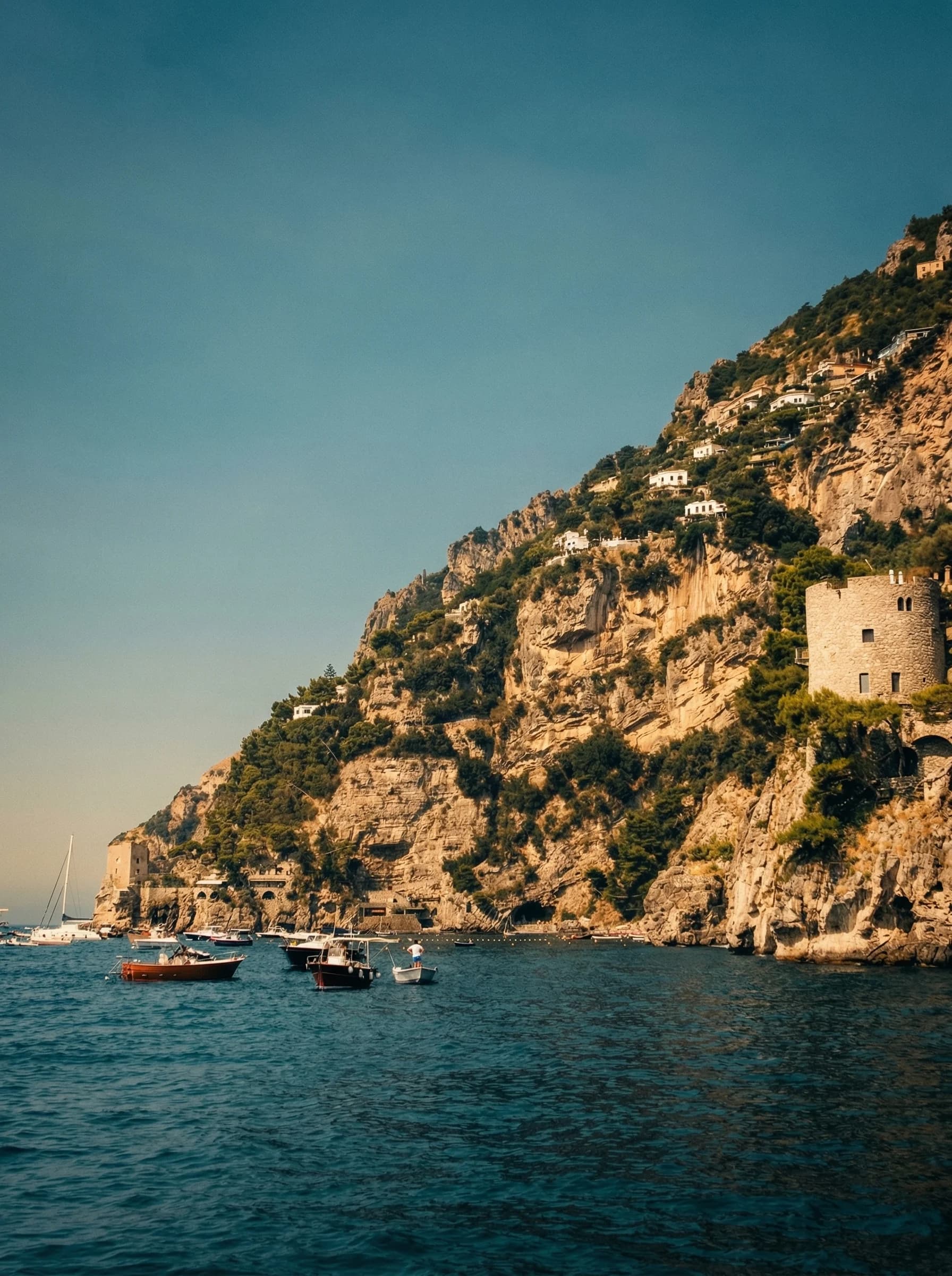 Amalfi — cliff and boats