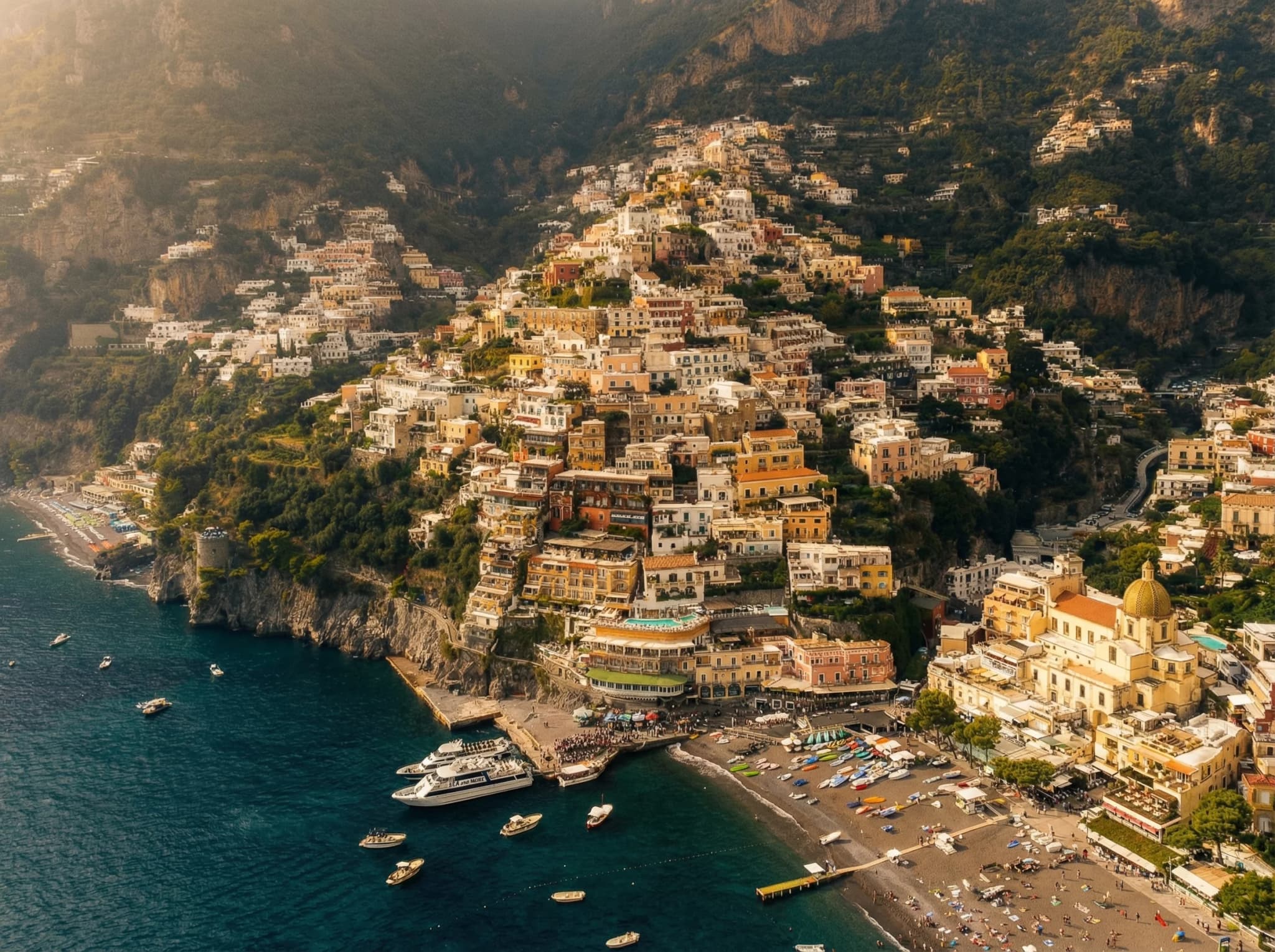 Positano — aerial golden hour