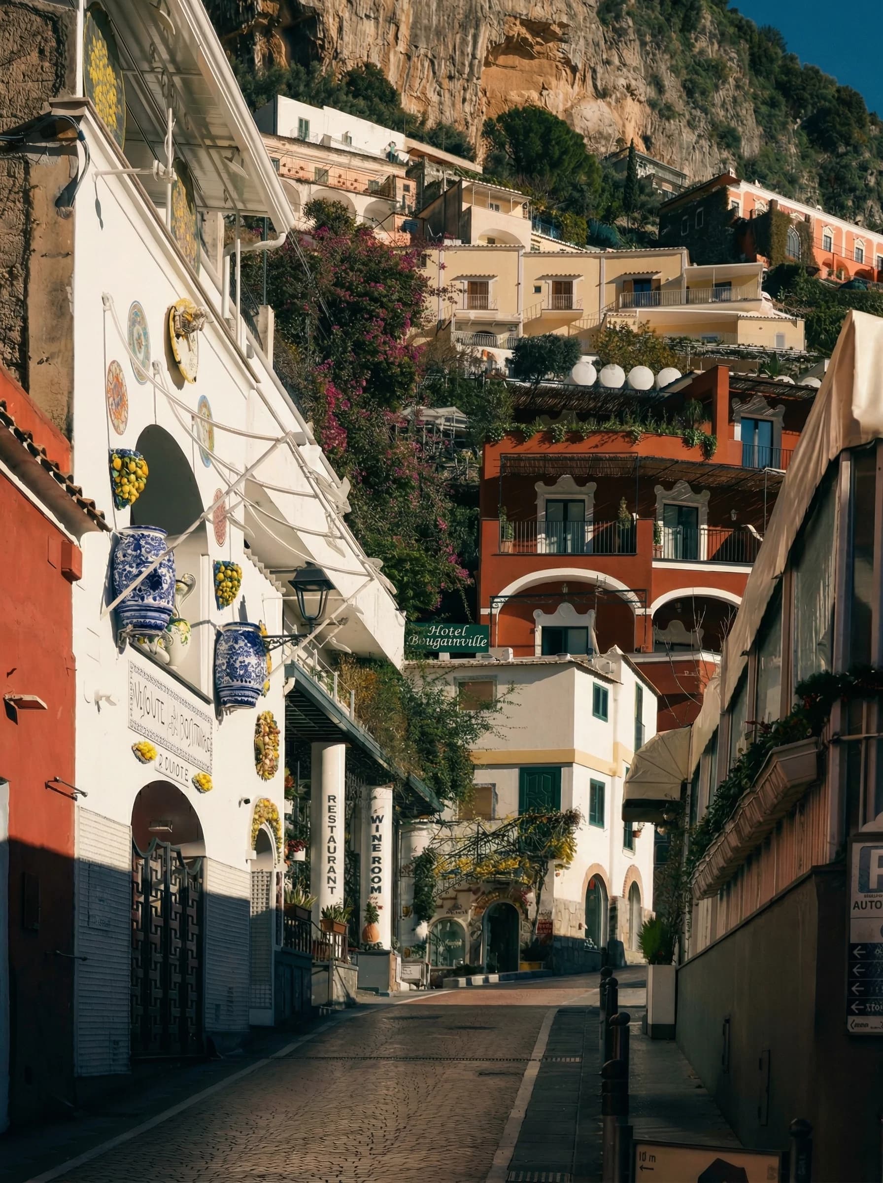 Ravello — ceramic street with bougainvillea